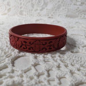 Vintage Cinnabar Red Bangle Bracelet
